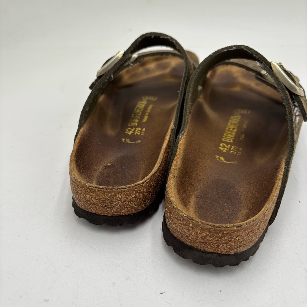 Birkenstock Women’s 42 Arizona Double Strap Birko-Flor Shiny Black Sandals - Picture 5 of 7